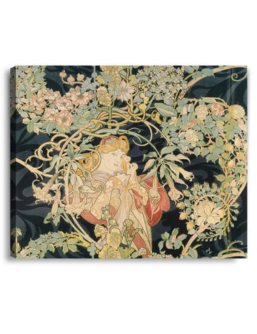 Alphonse Mucha Wall Art, Woman with Daisies 1898, Size 24x20 in