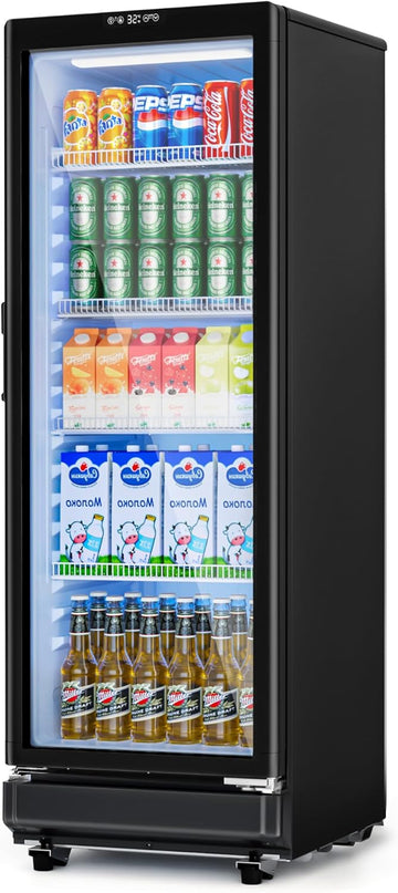7 Cu.Ft Commercial Refrigerators, Display Fridge with Locking, Key & LED, Outdoo