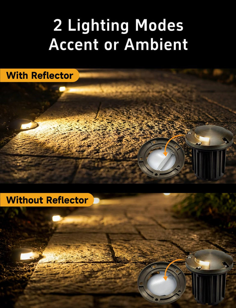 In Ground Well Light - Brass 12V Ip65 Waterproof Outdoor Landscape Lighting, Low Voltage LED In-Grade Turret Top