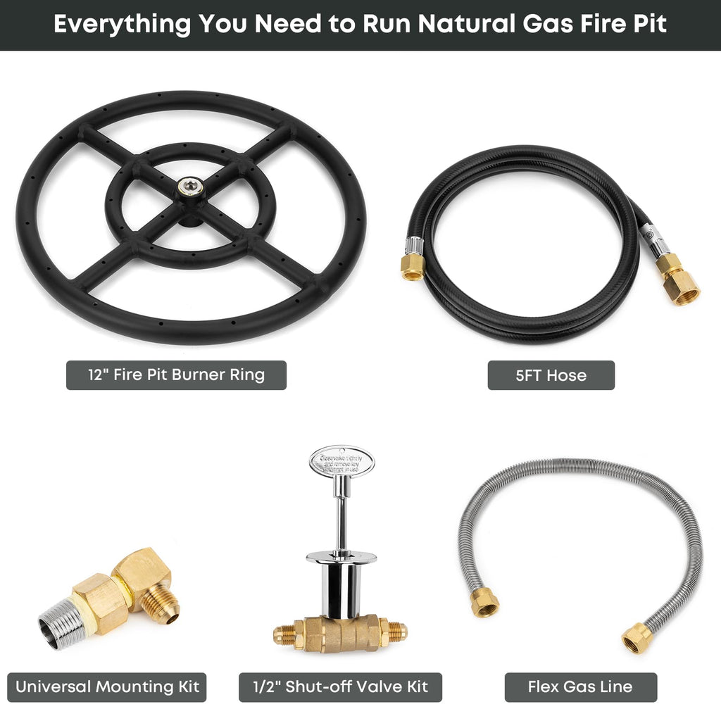 Natural Gas Fire Pit Burner Ring Installation Kit