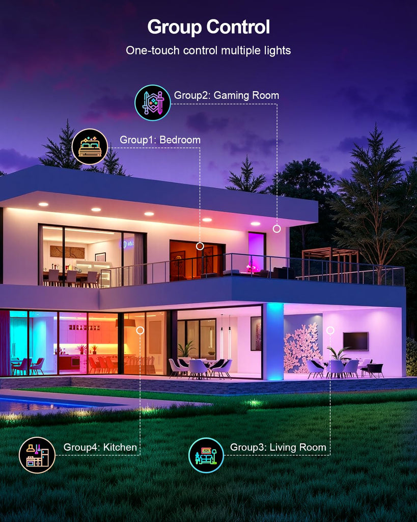 4 Inch Smart Recessed Lighting, Bluetooth RGB LED Recessed Light