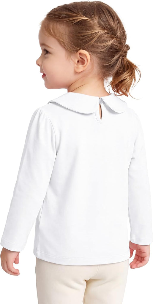 Toddler Girl Long Sleeve Shirts Peter Pan Collar Cotton Blouse Tops