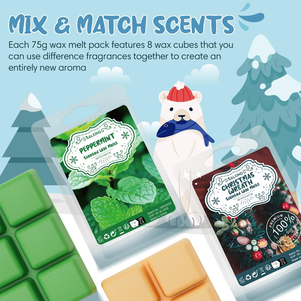 Winter Scented Wax Melts, Christmas Soy Wax Cubes for Wax Warmer