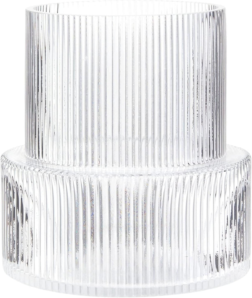 Ribbed Glass Vase, Flower Vase, Fluted Clear Vases