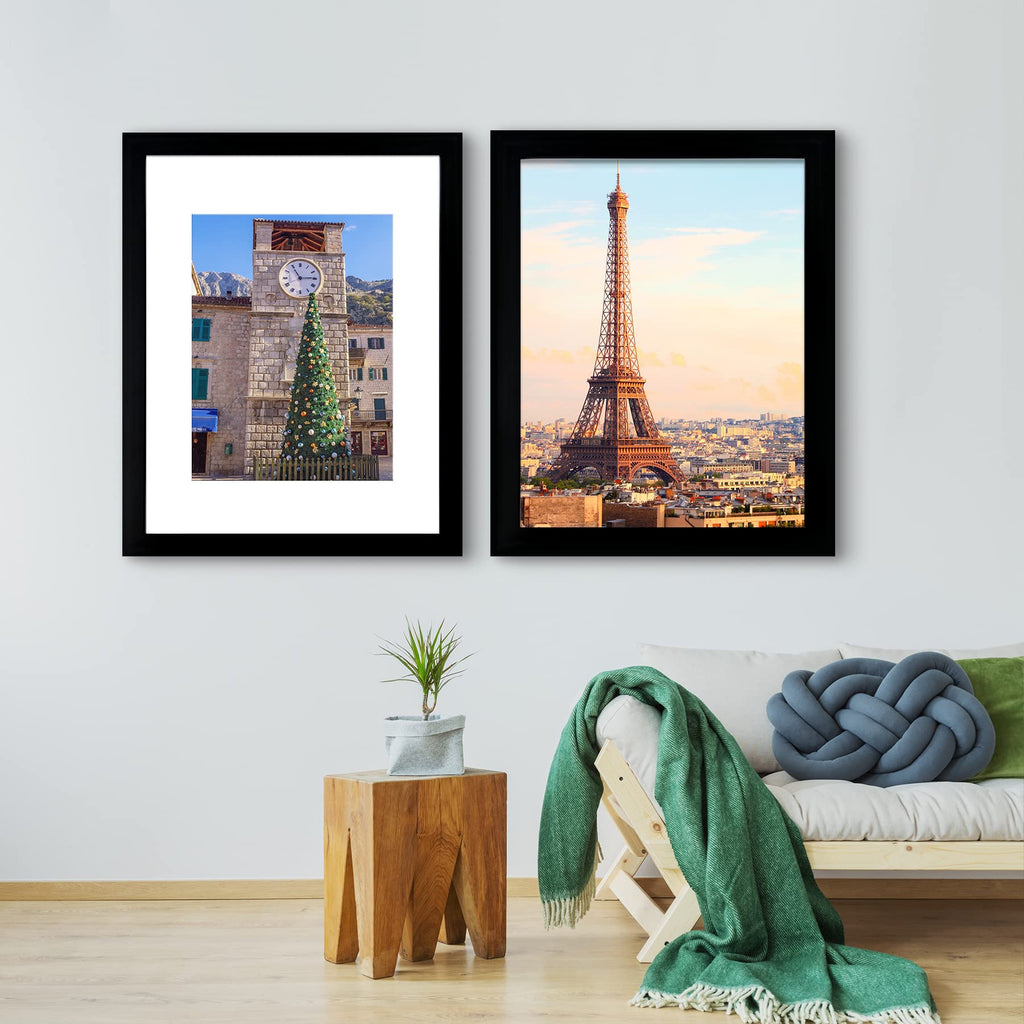16x20 Picture Frame Black, Display Pictures 11x14 with Mat or 16x20 without Mat, Photo Frames Wall Gallery, 1 Pack