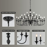 Black Chandelier 21 Light, Large Farmhouse Chandeliers for Dining Room Light Fixtures Over Table, 3 Tier Industrial Candle Hanging Lighting Fixture for Living Room Foyer Staircase Restaurant Villa A109-B0DLKR1C9X