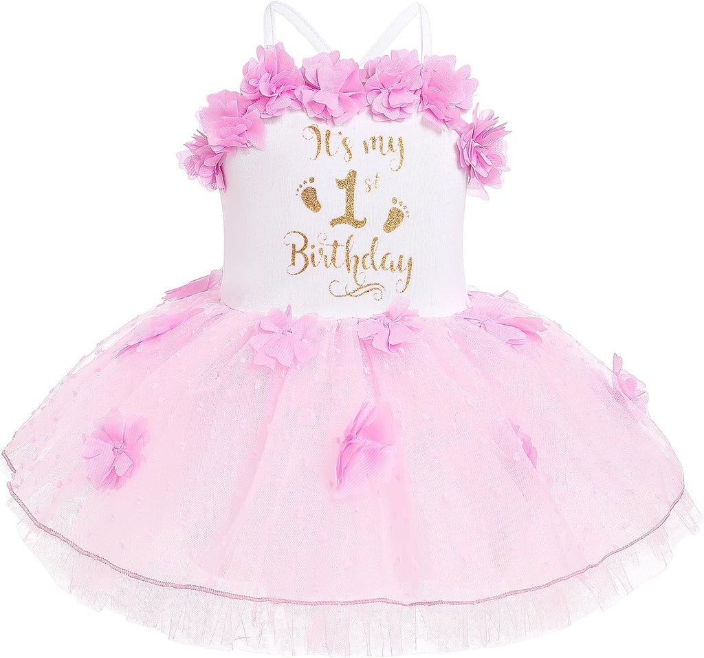 1/2 Birthday Girl Outfit for Baby Girl's Six Months Party Dress with Flower Headband Photoshooting Summer Clothes