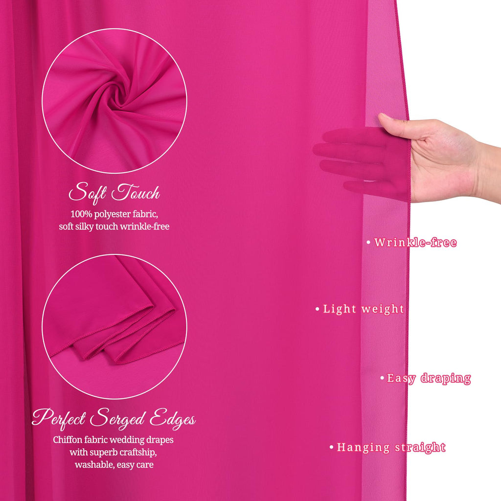 Wedding Arch Draping Fabric Fuchsia Chiffon Fabric Drapes