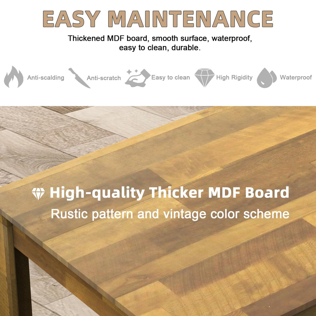 71" Kitchen Dining Table for 6-8, Farmhouse Wood Rectangular Dinner Table