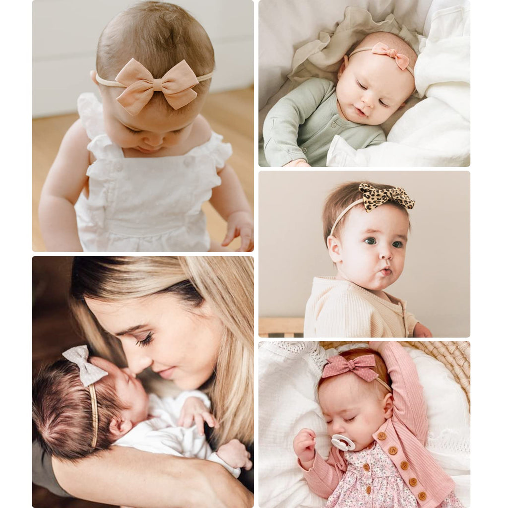 21 Pcs Baby Girls Headbands, Nylon Hairbands with Hair Bows Set