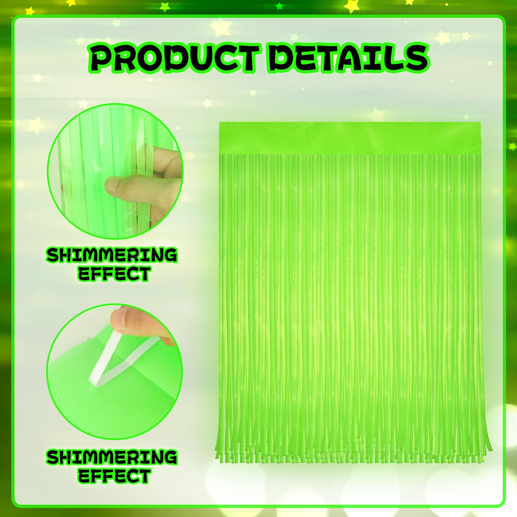 12 Pack Glow in The Dark Curtains Party Supplies 6.6 x 3.3 Ft Glow Tinsel Foil Fringe Curtains Colorful Photo Booth