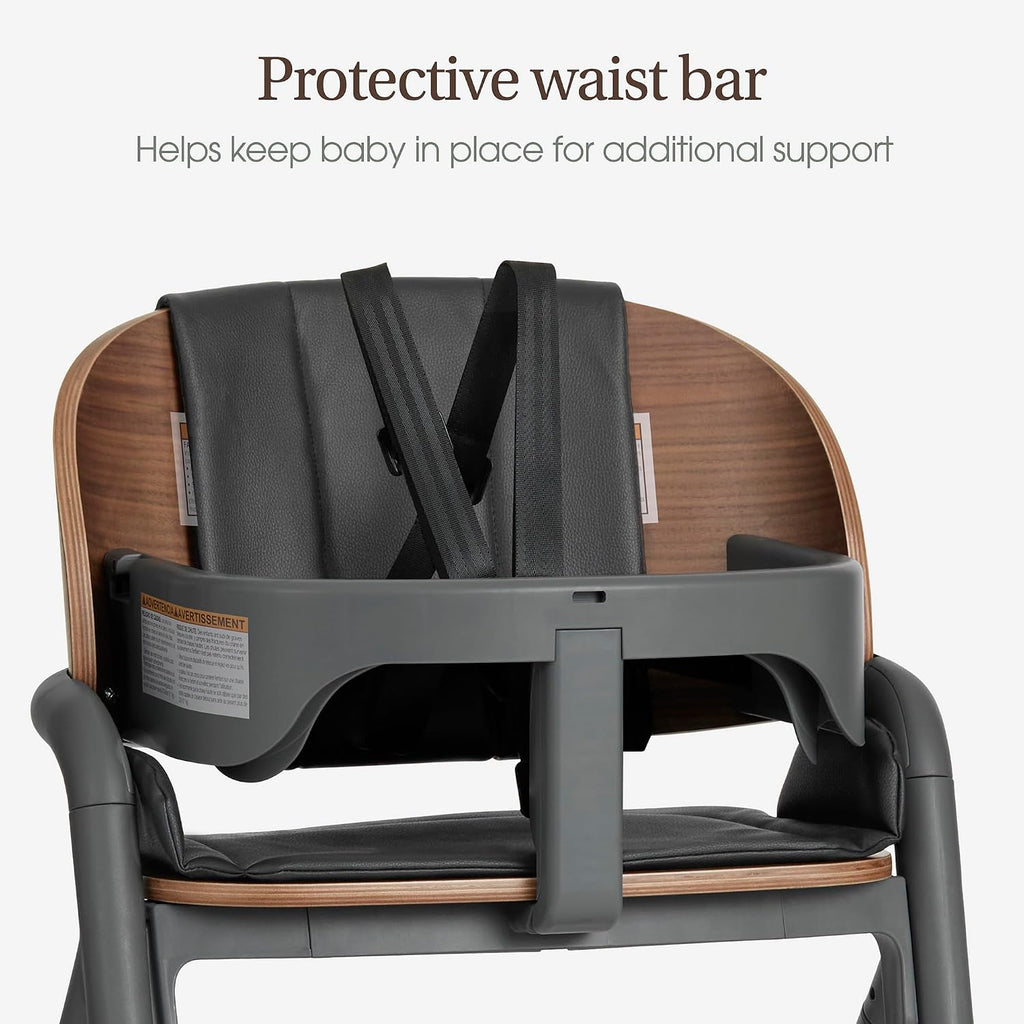 Step and Savor Convertible Wooden Baby High Chair-Walnut Gray | Beech Wood Seat, 5-Position Height Adjust, Double