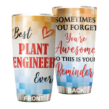 Best Plant Engineer Ever Tumbler Stainless Steel 20oz, Office Gifts Women Men Work Friends Coworker, Driking Coffee
