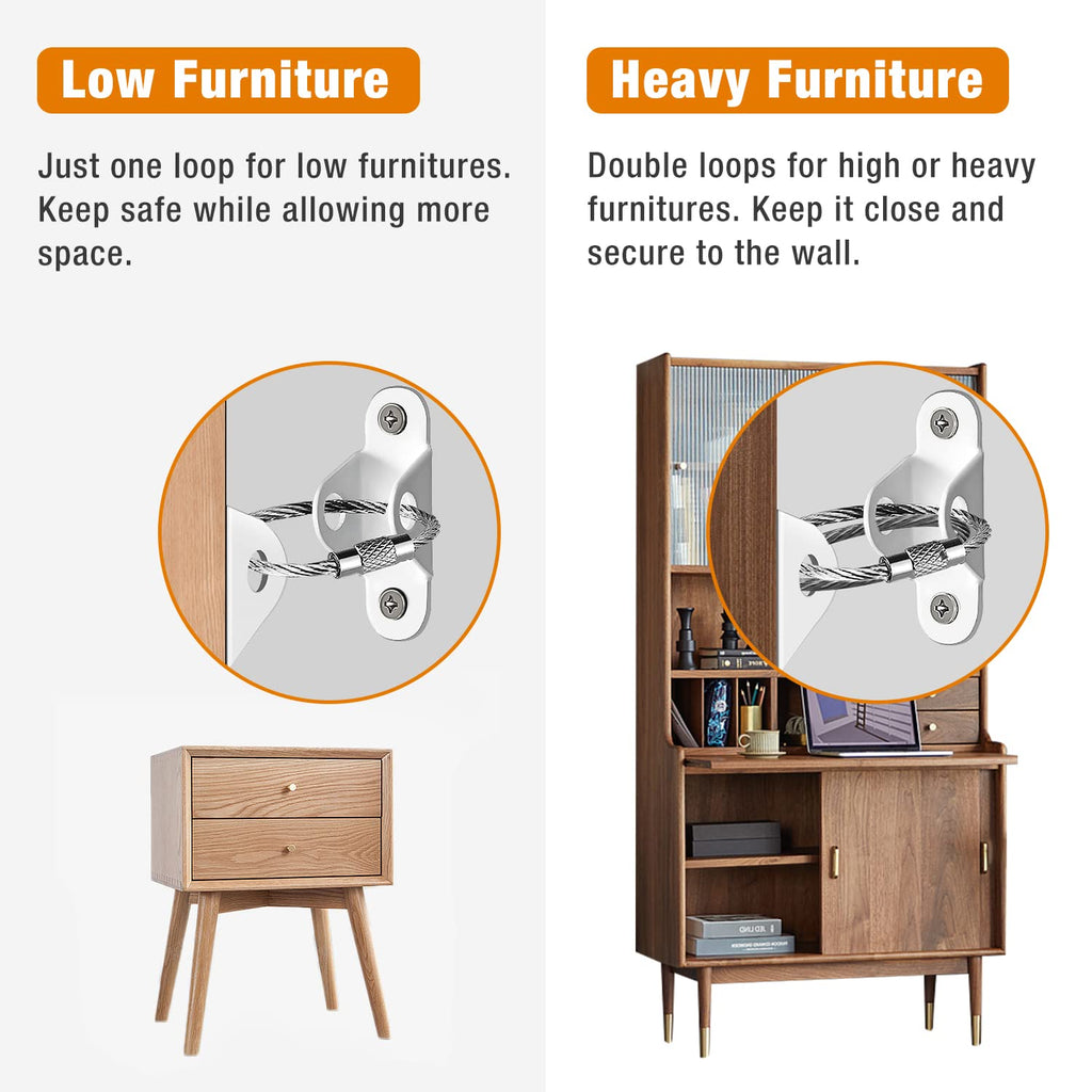 Furniture Anchors 10 Pack, Anti Tip Kit for Baby Proofing