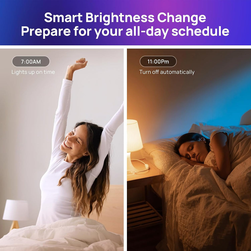 Smart Light Bulbs, WiFi Bluetooth Color Changing LED Light Bulb, Music Sync, 60W Equivalent Smart Bulb, A19 E26 RGBTW
