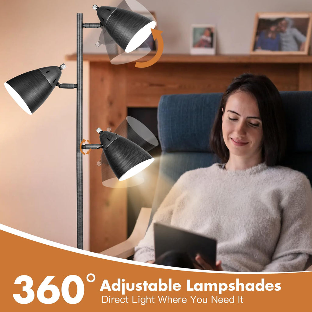 Tree Floor Lamp Industrial 3-Light Floor Lamp Remote