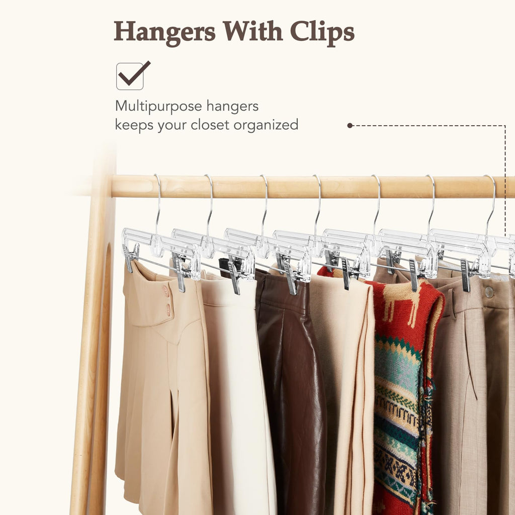Heavy Duty Clear Pants Hangers 300 Pack, 14'' Skirt Hangers