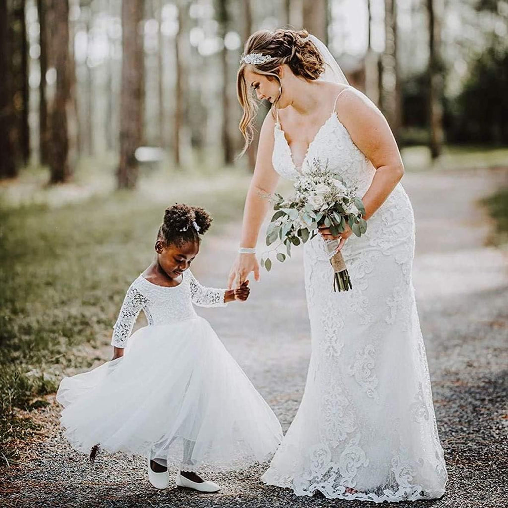 Flower Girl Dress for Toddler Baby Girls,Lace Tulle Dress for Wedding,Birthday Party,Photoshoot,Special Occasion