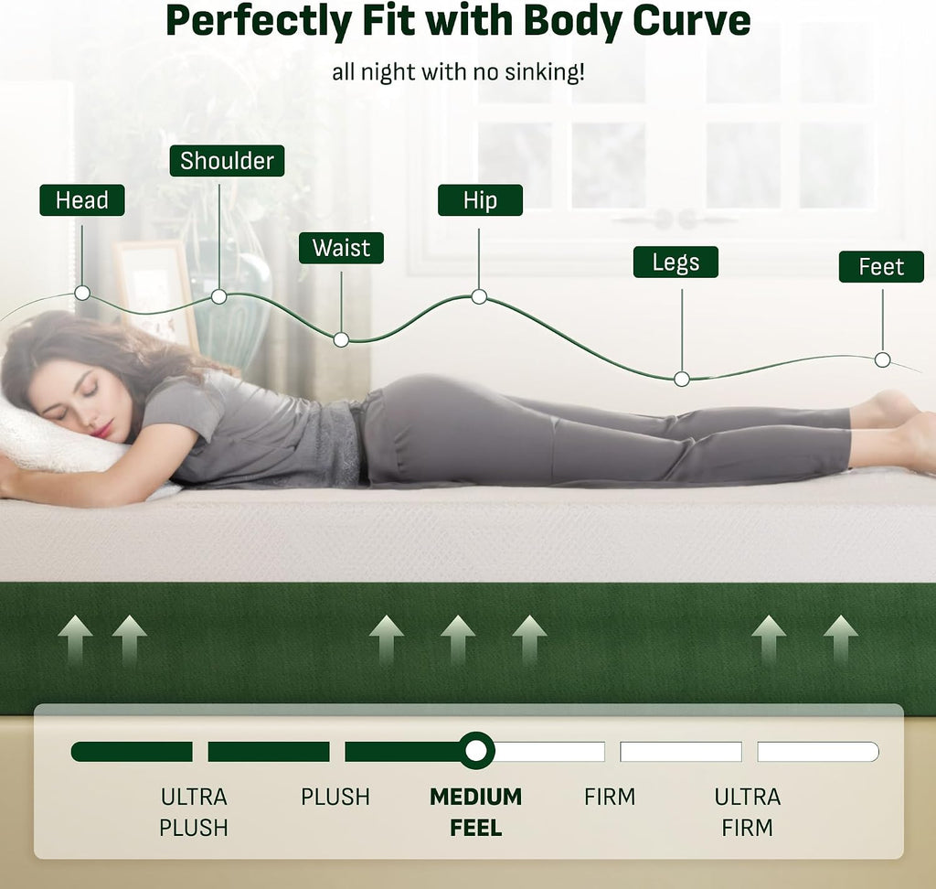 12" Queen Cooling Gel Memory Foam Mattress, Viscose from Bamboo, Medium Firm, Certi-PUR & Oeko-TEX Certified, 10-Year