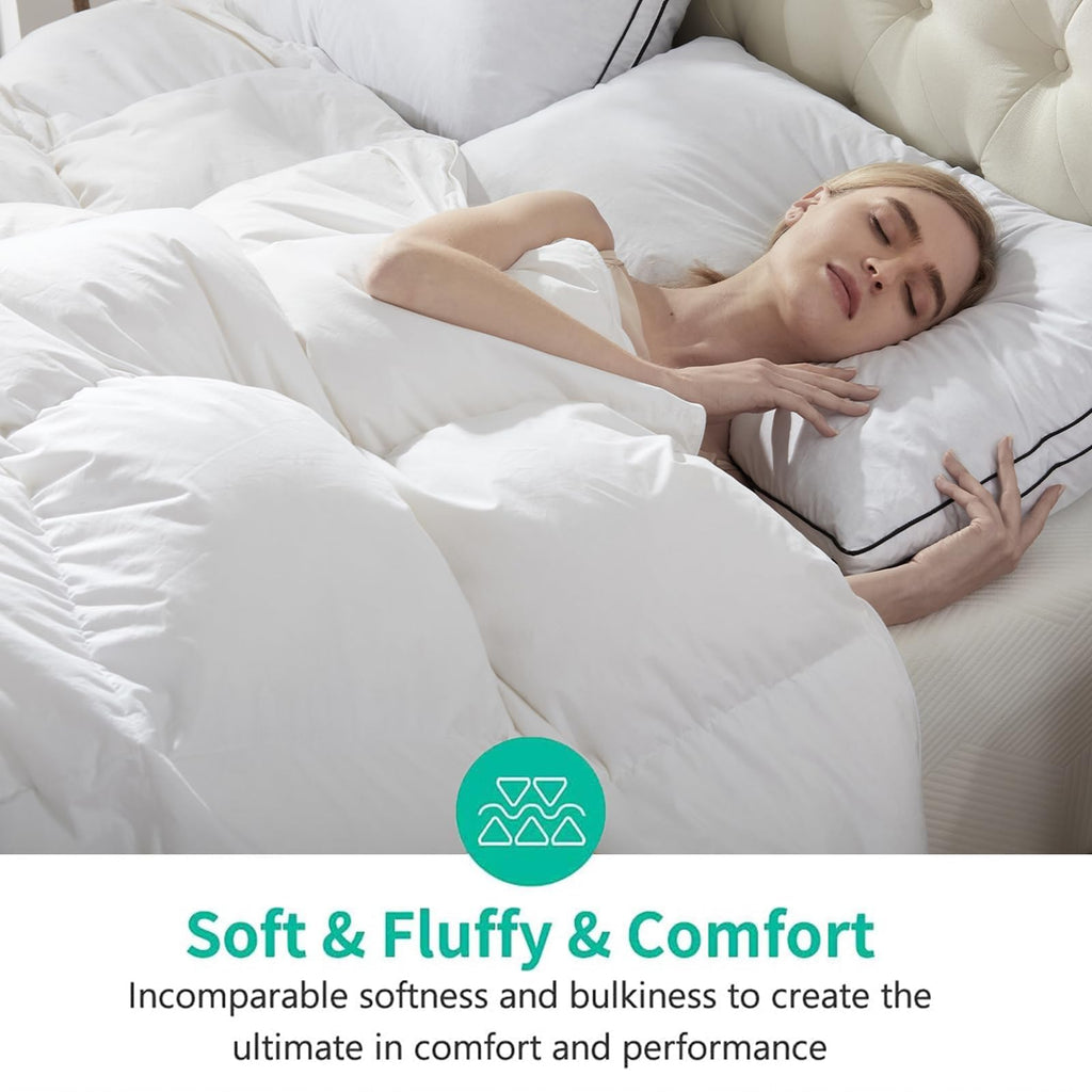Oversized King Down Feather Fibers Comforter, Fluffy Duvet Insert