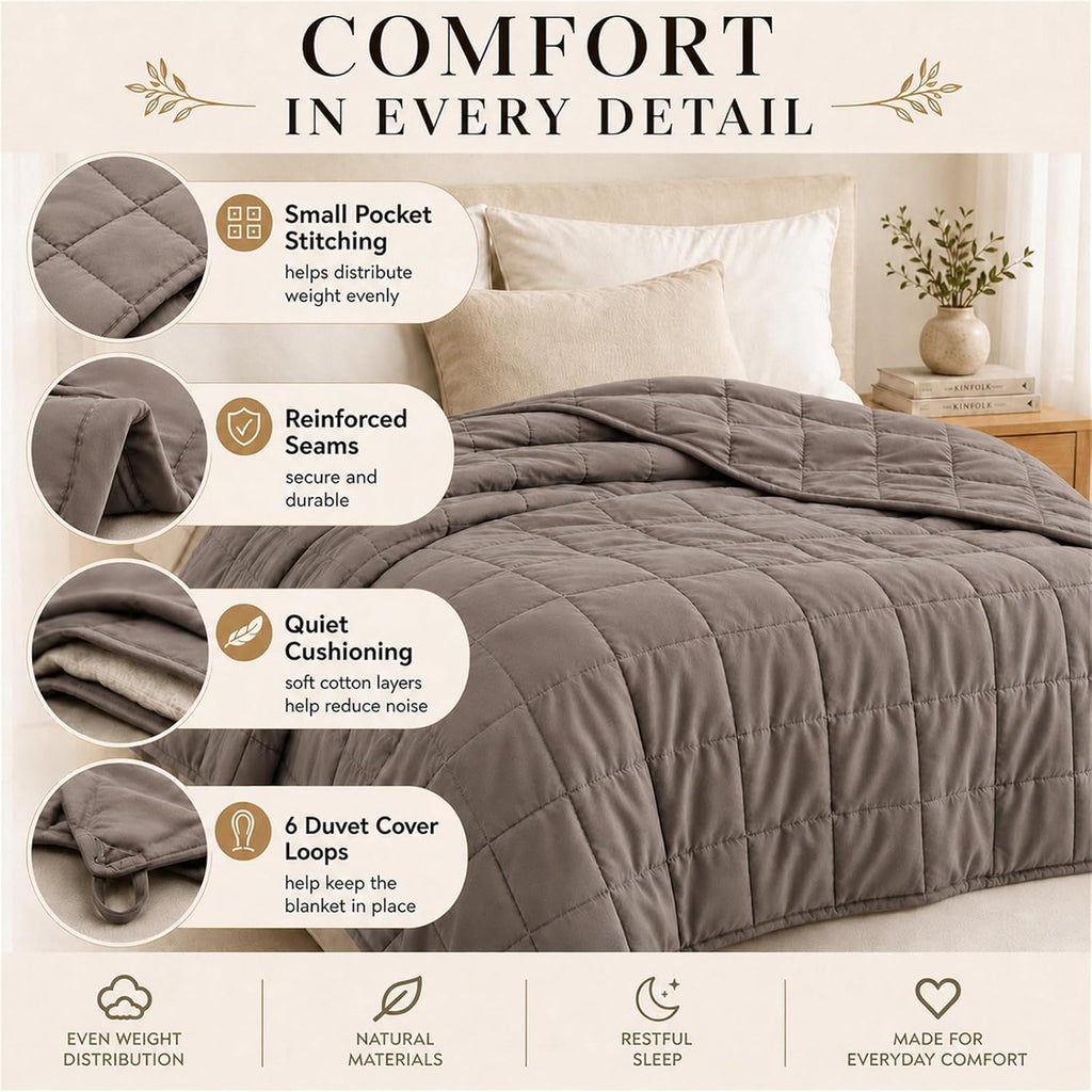 Cooling Weighted Blanket for Adults 15 lbs, 48"x72" Twin Size Heavy Blanket for Sleeping, Soft Breathable Cotton with