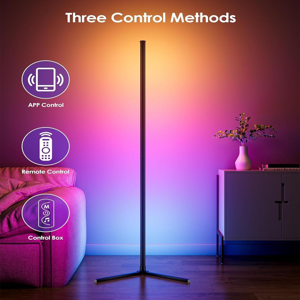 Corner Floor Lamp, LED Corner Lamp with Alexa & Google Home, App and Remote Control,16 Million DIY Colors & 68+