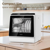 Countertop Dishwasher, 6 Programs Portable Dishwashers with 5L Built-in Water Tank, No Hookup Needed