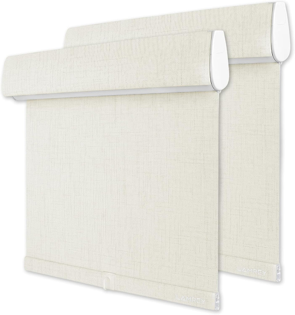 Cordless Blackout Roller Shades, 100% Light Blocking Linen W - Creamy Oatmeal