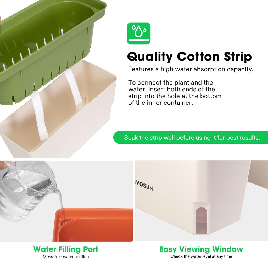 Self-Watering Planters, 6-Pack 10.5 in Window Herb Planter Box