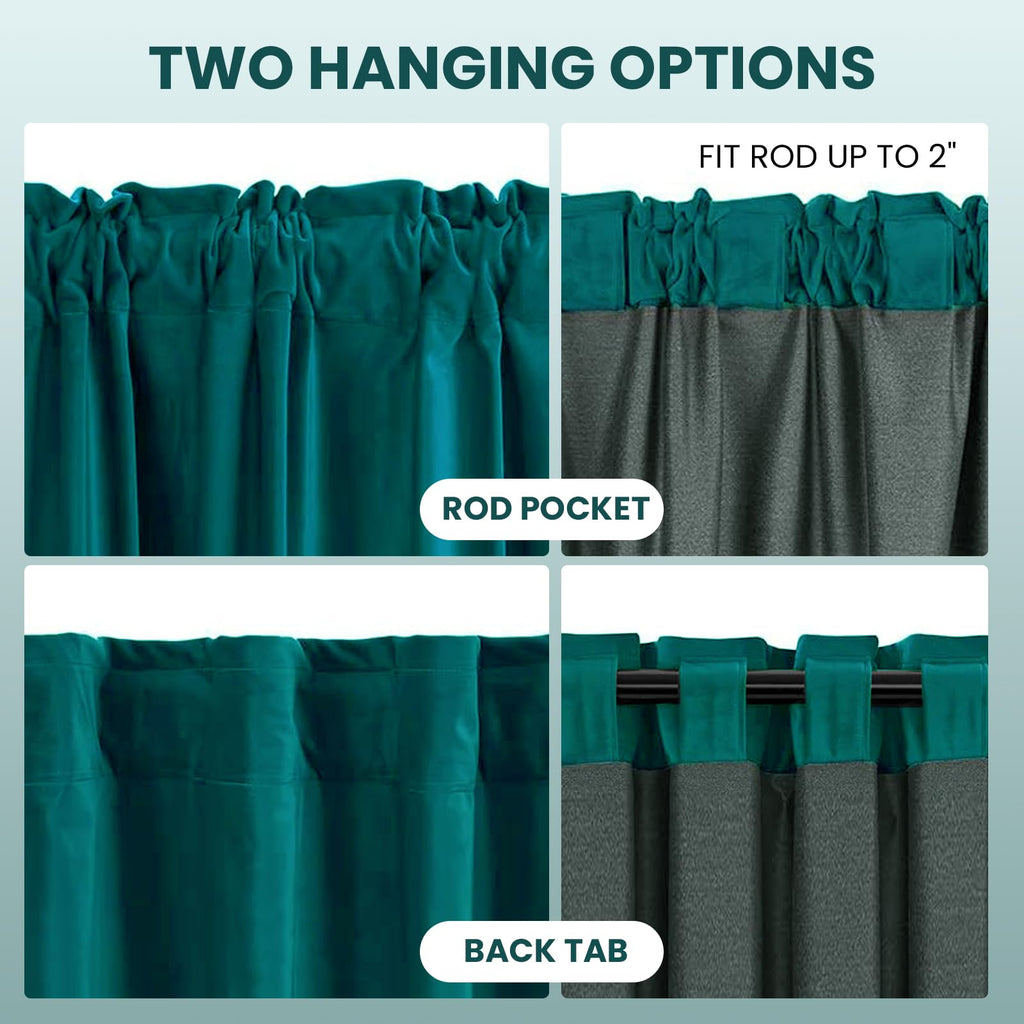 Velvet Room Darkening Curtains 84 Inch Long, 1 Panel, Teal