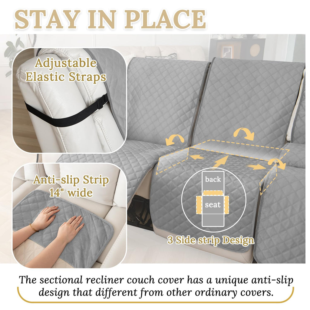 100% Waterproof Velvet Recliner Sectional Couch Covers L Shaped Corner Reclining Sofa Cover Washable Thick Non Slip