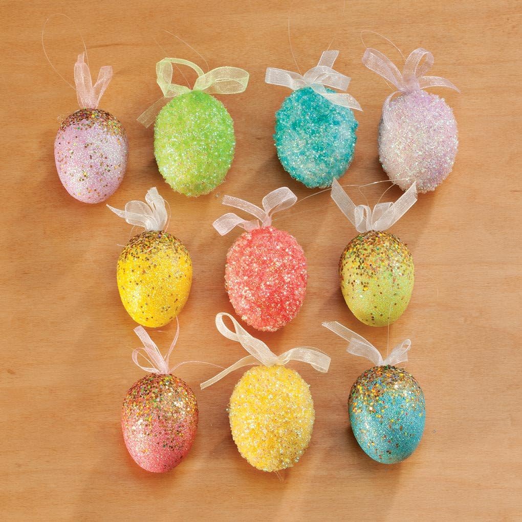 Easter Egg Hanging Ornaments, Dazzling Spring D cor - Set of 10