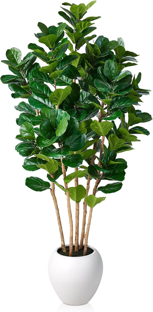 8ft Artificial Fiddle Leaf Fig Tree, 5 Real Wood Trunks