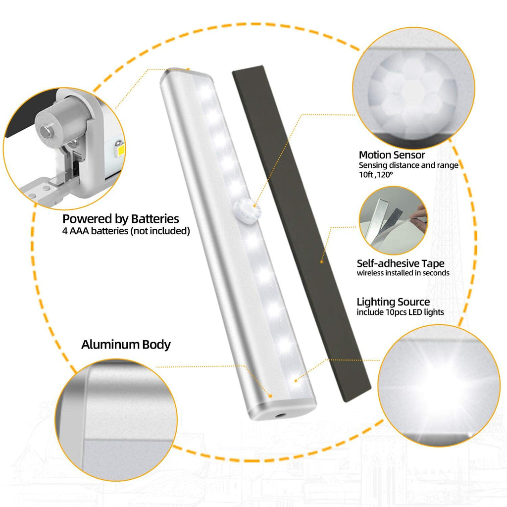 6 Pack Battery Powered Motion Sensor Lights Indoor, Closet Lights