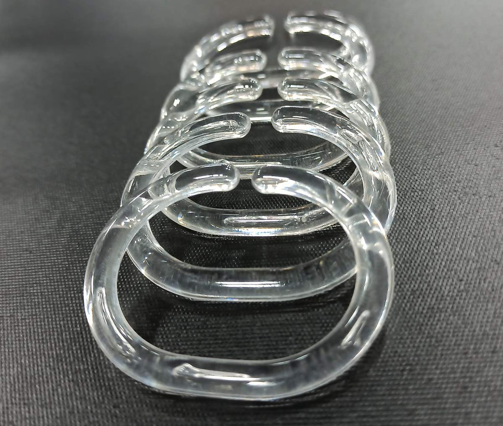 Transparent Shower Curtain Rings, Material - Plastic, 24 Pieces