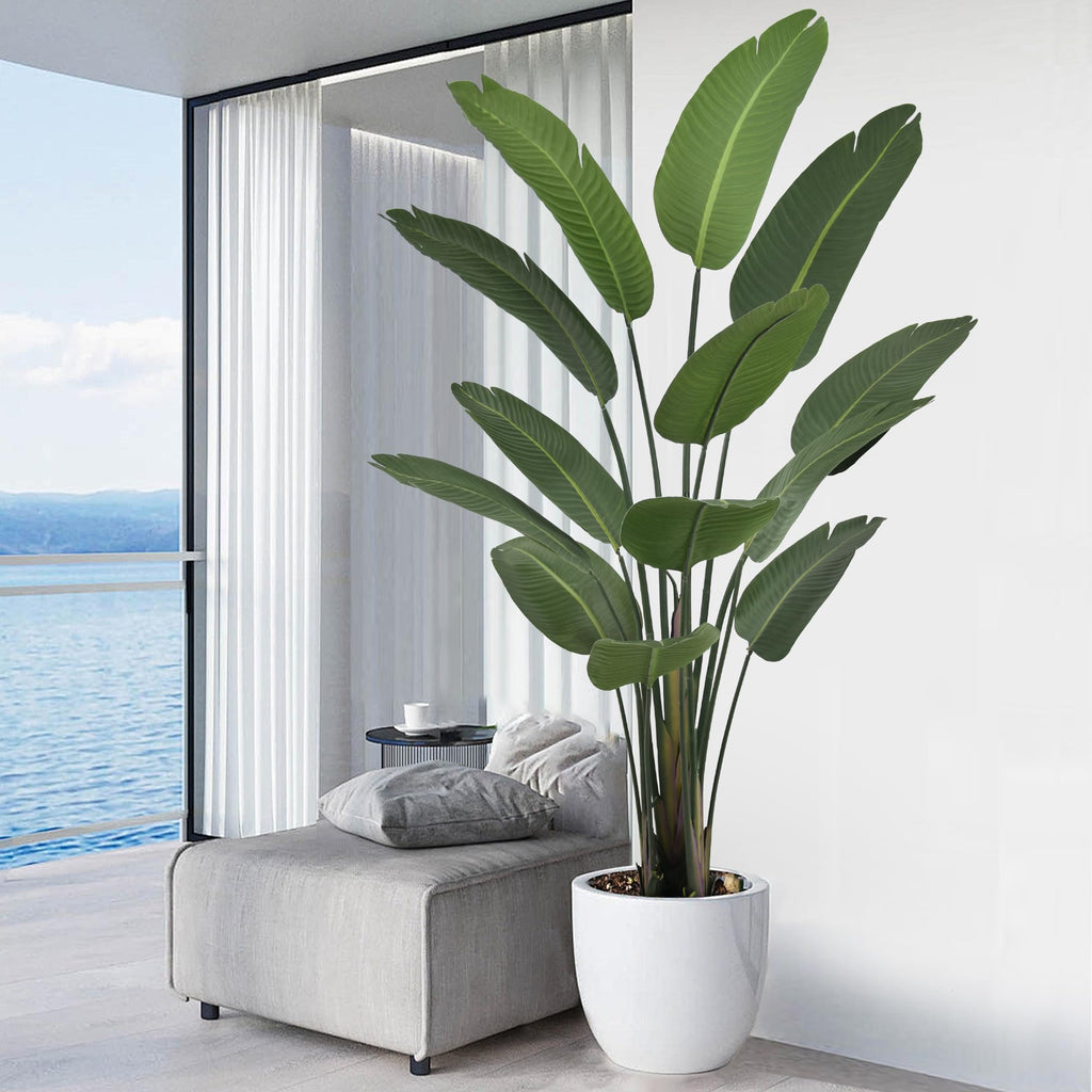 6FT Artificial Bird of Paradise Plant (72in) Tall Faux Tree with Realistic 13 Leaves, Fake Tropical Floor Potted