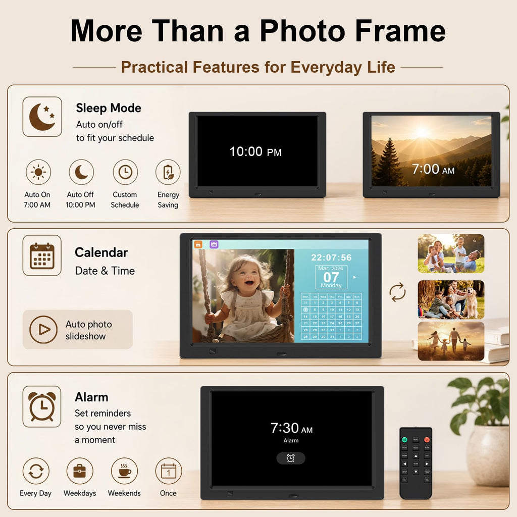 10.1-Inch 1080P IPS Digital Picture Frame, No WiFi or App Required