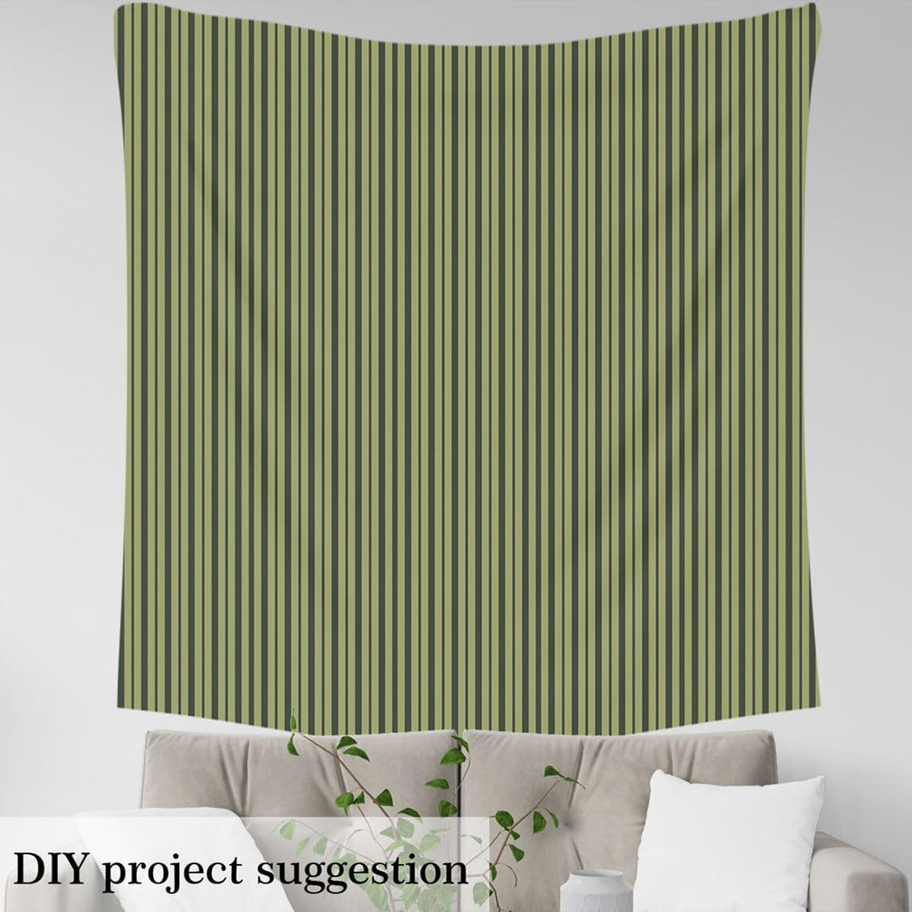 Geometric Stripes Fabric by The Yard, Green Black Striped Soft Polyester Fabric, Minimalist Art No Stretch