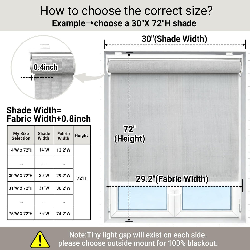 Light Filtering Solar Shades for Indoor Windows, Grey