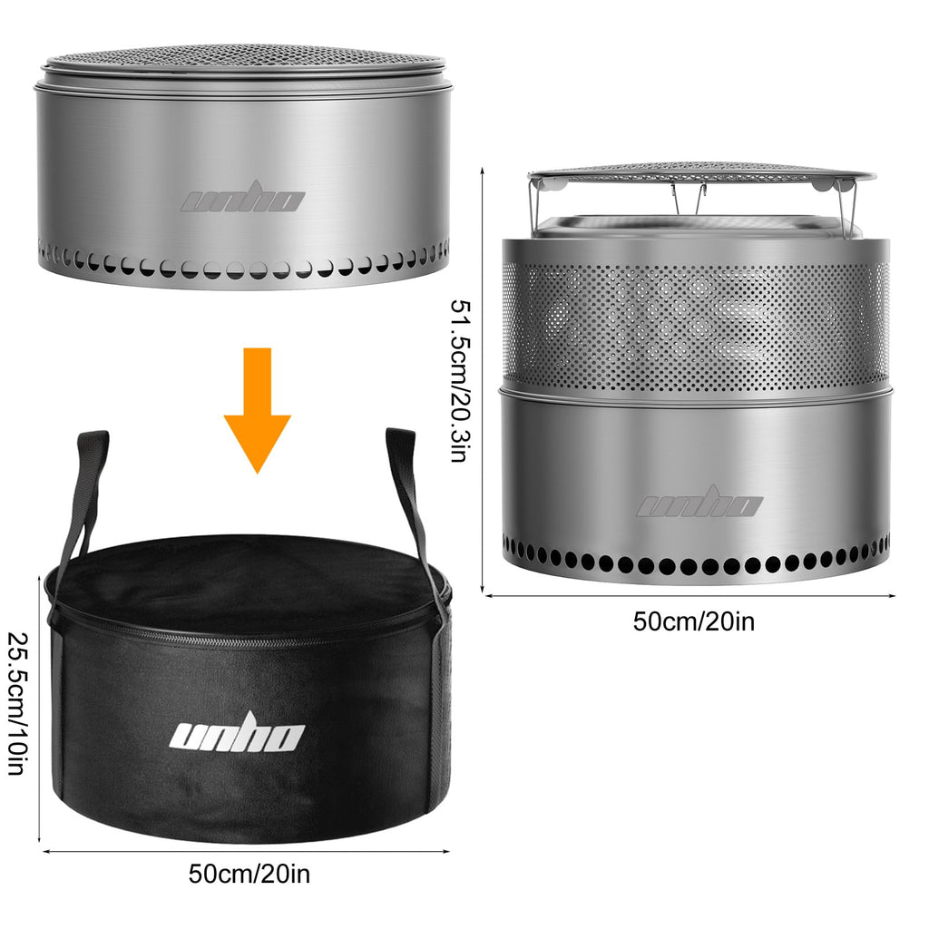 20 Inch Stainless smokeless firepit for Outside Wood Burning Stove