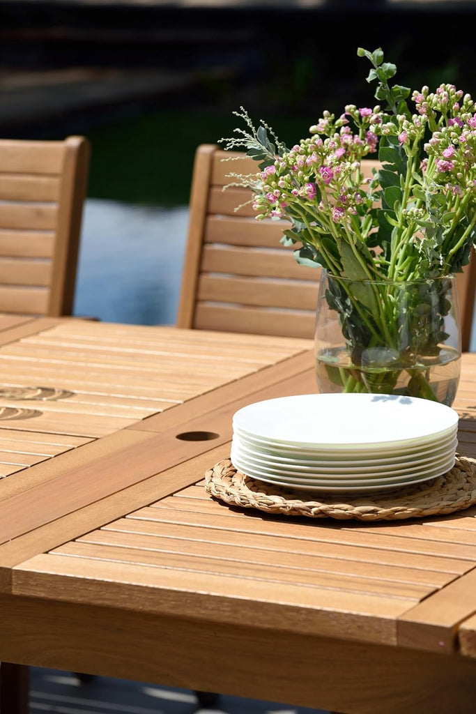 Berlin Patio Extendable Table | Teak Finish | Durable and Ideal for Indoors and Outdoors