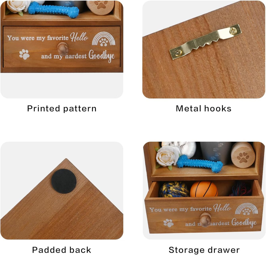 Pet Memorial Shadow Box 9.3x13 with Deep Drawer for Loss of Dog Gift Brown