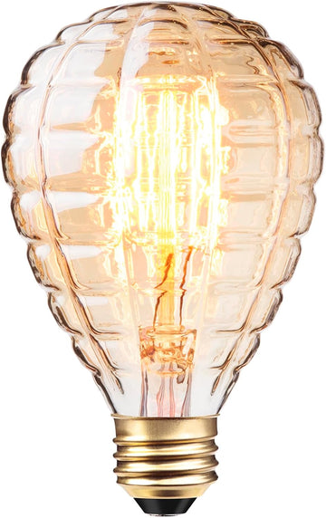 40W Designer Vintage Edison Bulb, Amber Glass, E26 Medium Base, 2700K Soft White, Dimmable Decorative Light Bulb