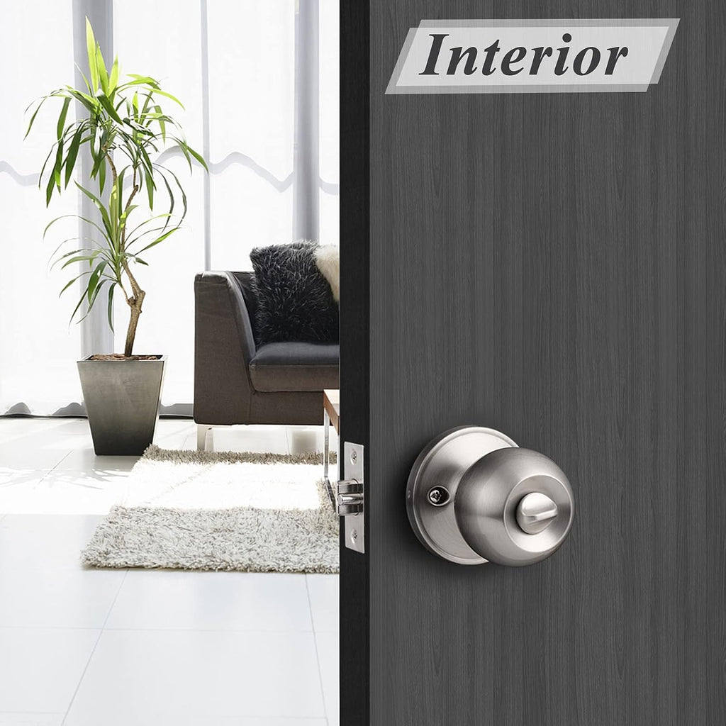 5 Pack Keyed Alike Door Knobs Combo Pack, Brushed Nickel Ball Entry Door Knobs Entrance Lockset, Interior Exterior