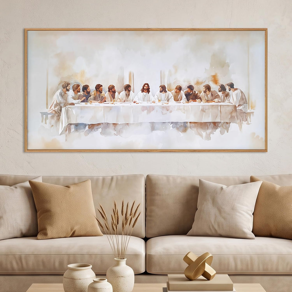 Jesus Last Supper Christian Framed Canvas Wall Art Set-40"x20"x1