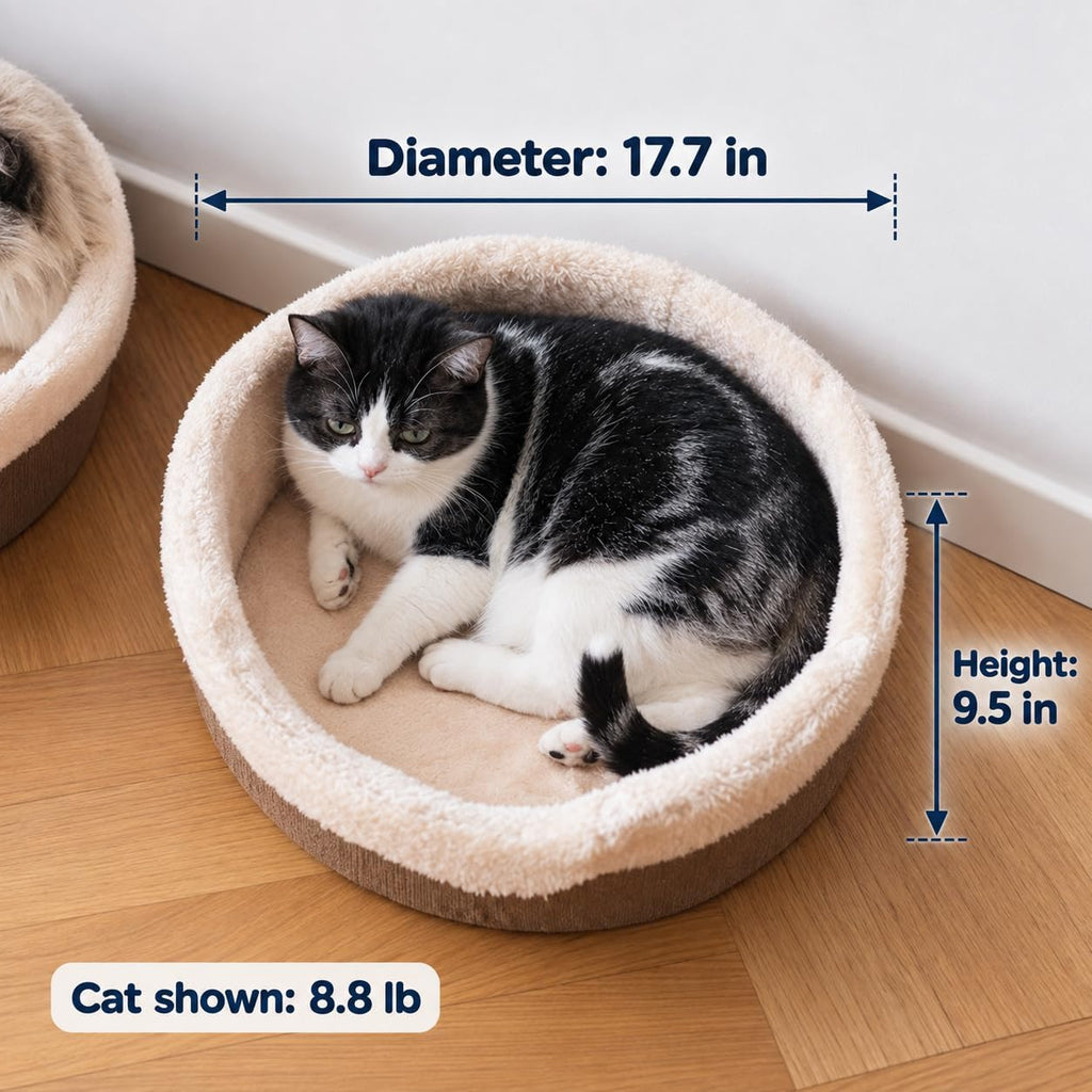 Cat Bed Cave - Enclosed Hideaway with Detachable Lid for Kitten (Brown)