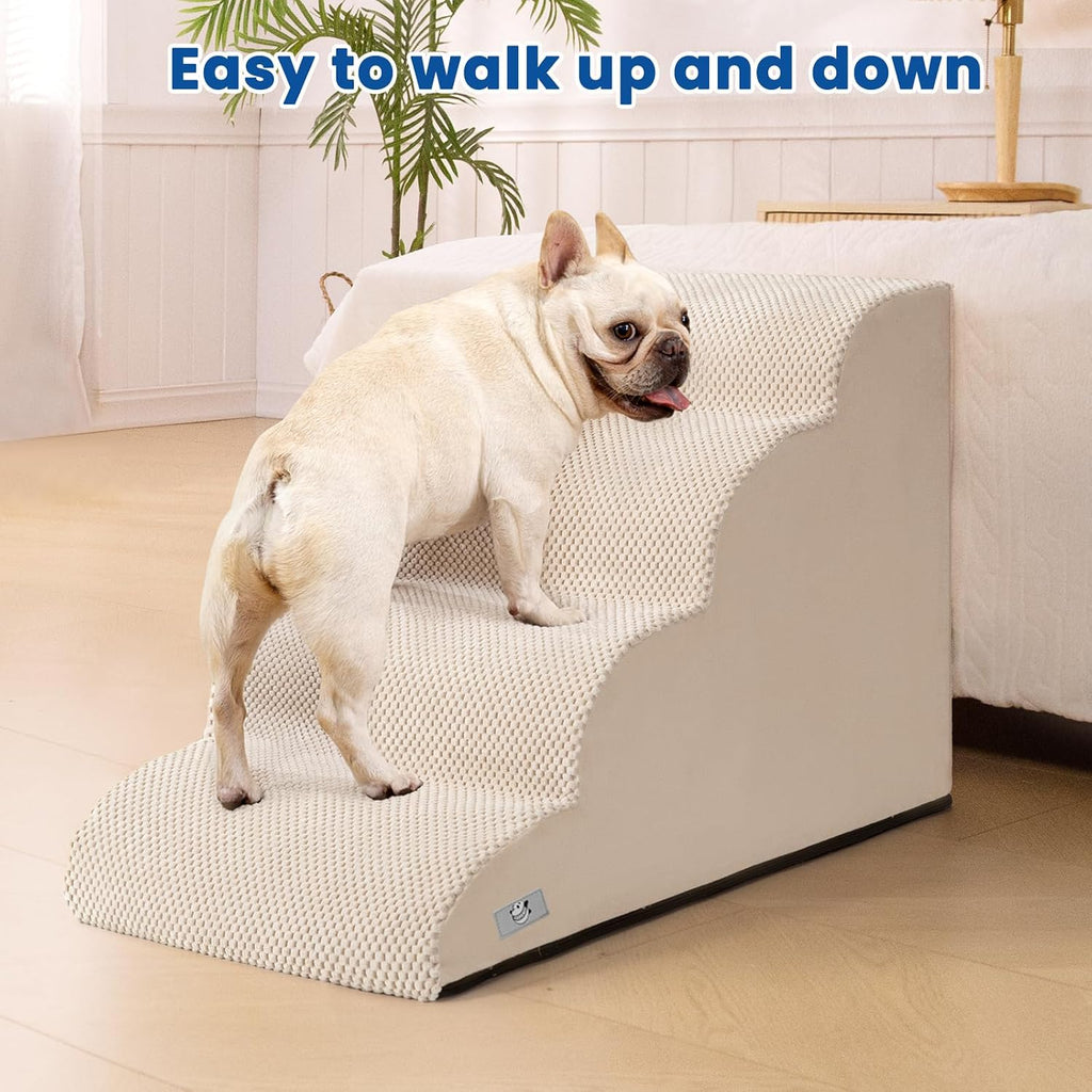 Dog Steps for Bed 17.7" H, 4-Step Pet Stairs Ramp for Small & Medium Dogs
