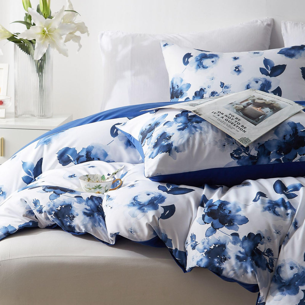 Duvet Cover Full Size Set Boho Floral Pattern Full Duvet Cover Set for Full Size Bed Vintage Soft Bedding Leaf Print