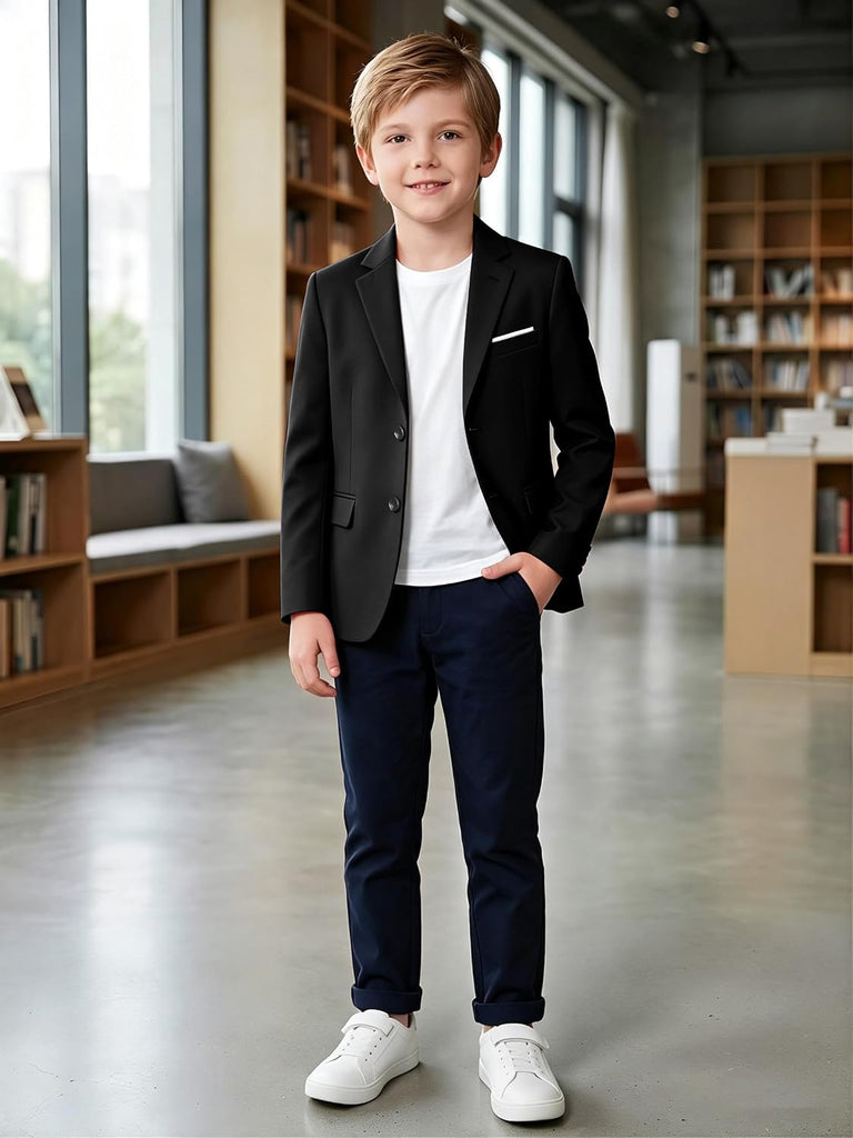 Boys' Blazer Suit Jacket Slim Fit Kids School Blazer Coat