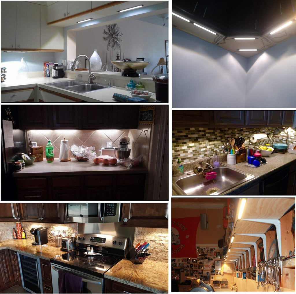 LED Under Cabinet lighting Kit, Plug in Strip Lights with Dimmer Switch Cabinet Counter, Closet, bedroom